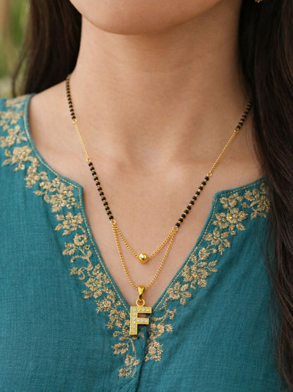 "A" To "Z" Letter Short Mangalsutra Designs with Gold Ball