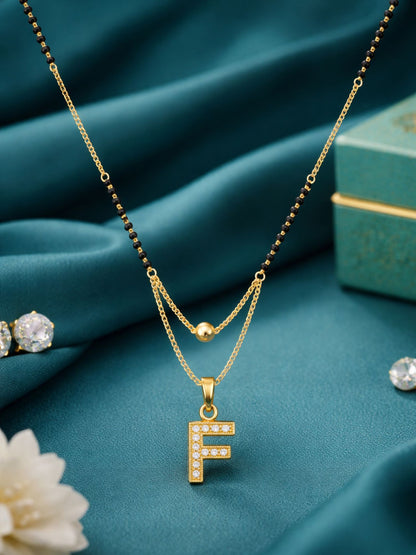 "A" To "Z" Letter Short Mangalsutra Designs with Gold Ball