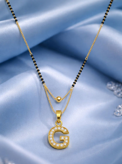 "A" To "Z" Letter Short Mangalsutra Designs with Gold Ball