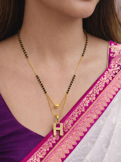"A" To "Z" Letter Short Mangalsutra Designs with Gold Ball