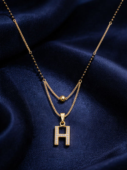 "A" To "Z" Letter Short Mangalsutra Designs with Gold Ball