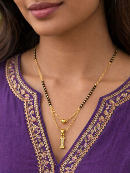 "A" To "Z" Letter Short Mangalsutra Designs with Gold Ball