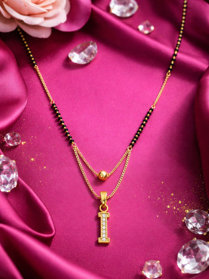 "A" To "Z" Letter Short Mangalsutra Designs with Gold Ball