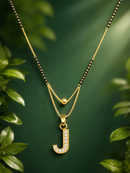 "A" To "Z" Letter Short Mangalsutra Designs with Gold Ball