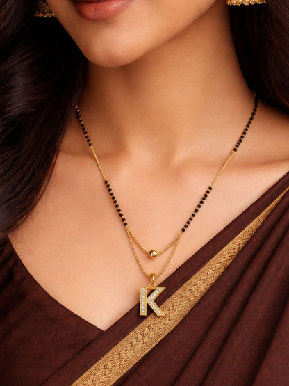"A" To "Z" Letter Short Mangalsutra Designs with Gold Ball