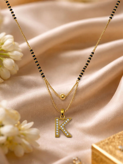 "A" To "Z" Letter Short Mangalsutra Designs with Gold Ball