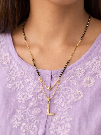 "A" To "Z" Letter Short Mangalsutra Designs with Gold Ball