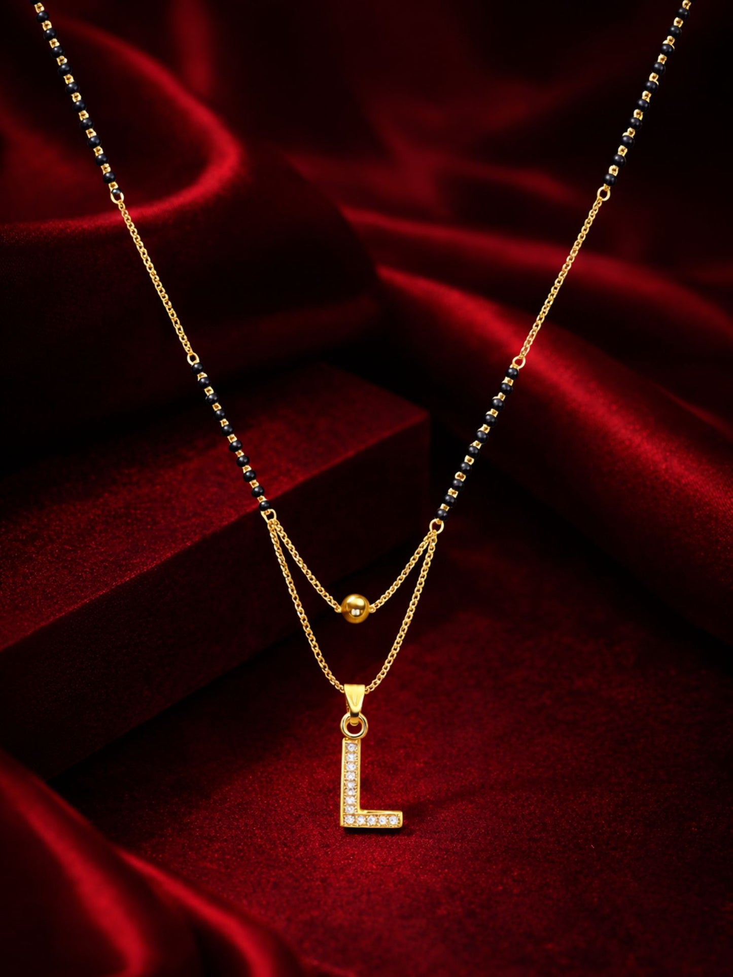 "A" To "Z" Letter Short Mangalsutra Designs with Gold Ball