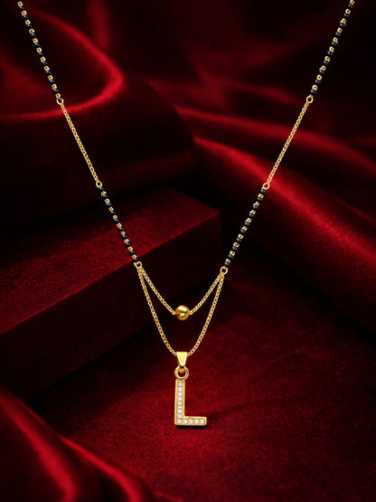 "A" To "Z" Letter Short Mangalsutra Designs with Gold Ball