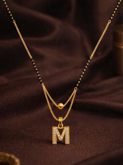 "A" To "Z" Letter Short Mangalsutra Designs with Gold Ball
