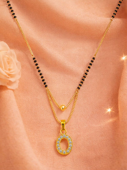 "A" To "Z" Letter Short Mangalsutra Designs with Gold Ball