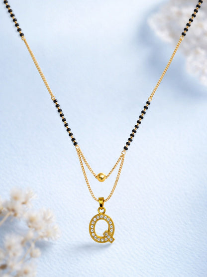 "A" To "Z" Letter Short Mangalsutra Designs with Gold Ball