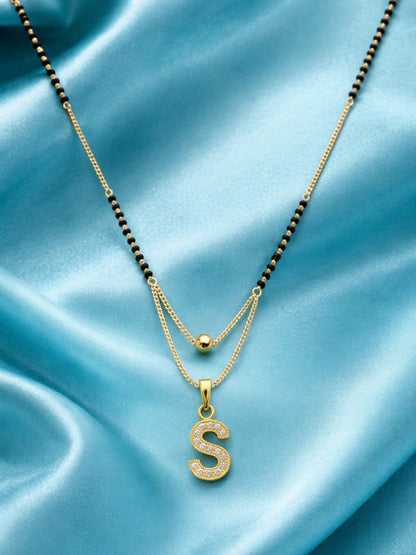 "A" To "Z" Letter Short Mangalsutra Designs with Gold Ball