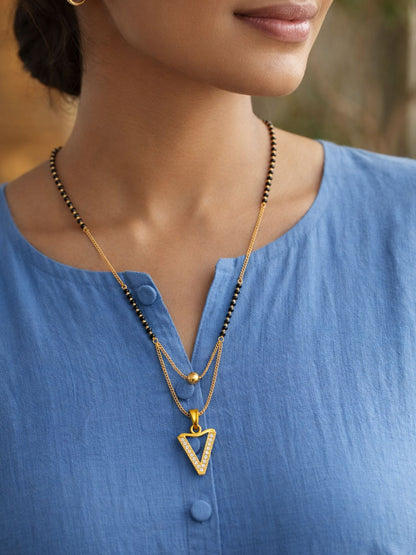 "A" To "Z" Letter Short Mangalsutra Designs with Gold Ball