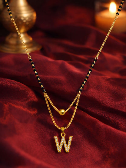 "A" To "Z" Letter Short Mangalsutra Designs with Gold Ball