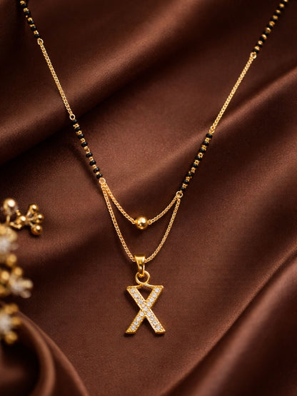"A" To "Z" Letter Short Mangalsutra Designs with Gold Ball