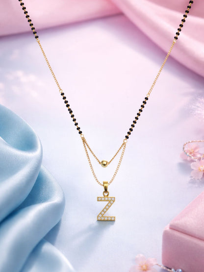 "A" To "Z" Letter Short Mangalsutra Designs with Gold Ball