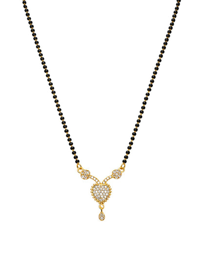 Heart Short Mangalsutra with Black Beads for Women