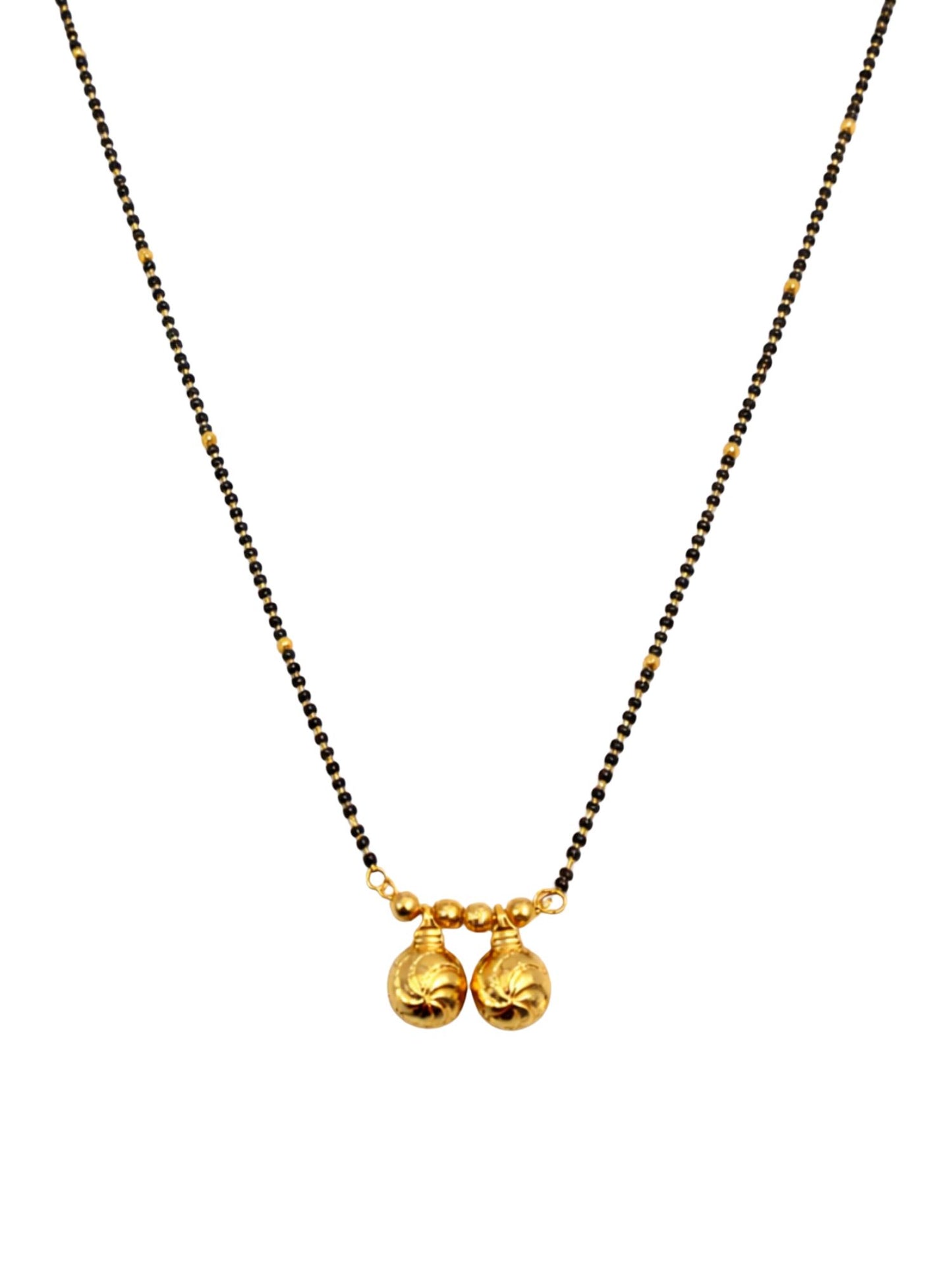 Double Vati Long Mangalsutra Black Bead Necklace for Women