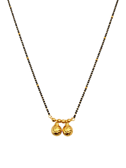 Double Vati Long Mangalsutra Black Bead Necklace for Women