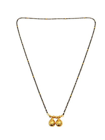 Double Vati Long Mangalsutra Black Bead Necklace for Women