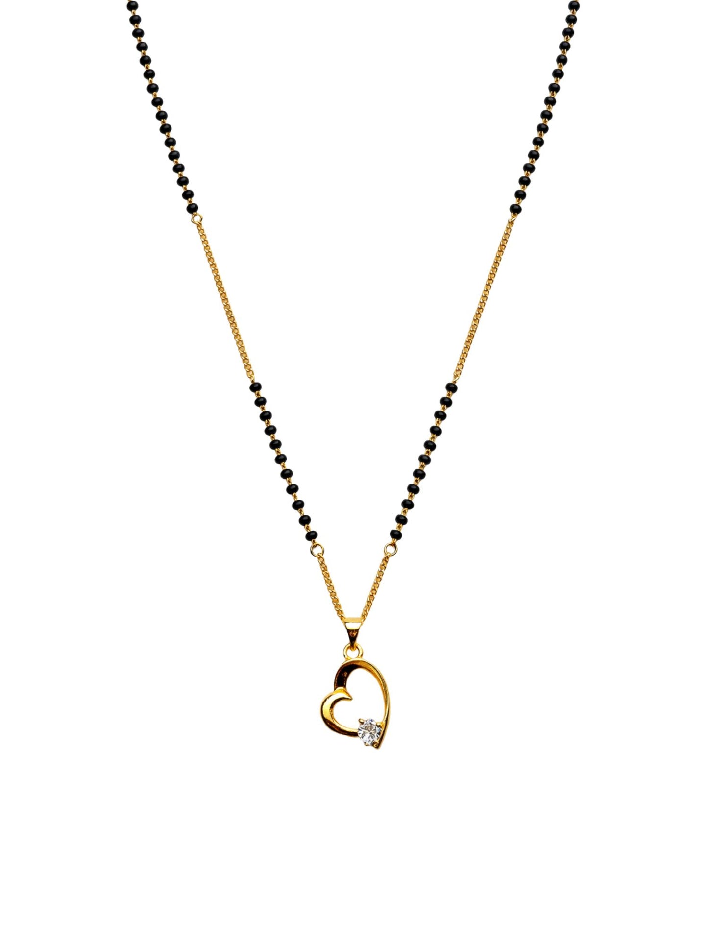 Heart Pendant Black Beads Short Mangalsutra for Women