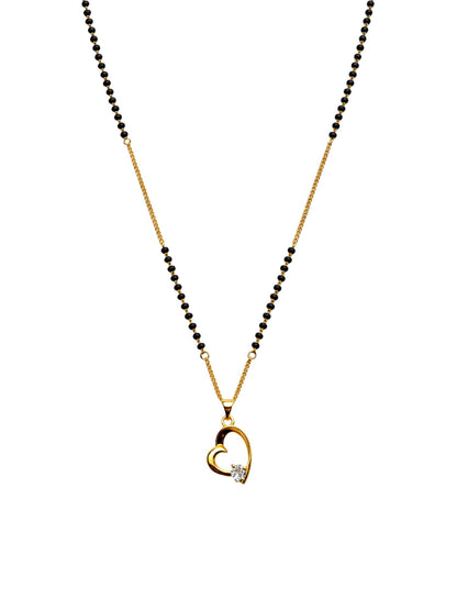 Heart Pendant Black Beads Short Mangalsutra for Women