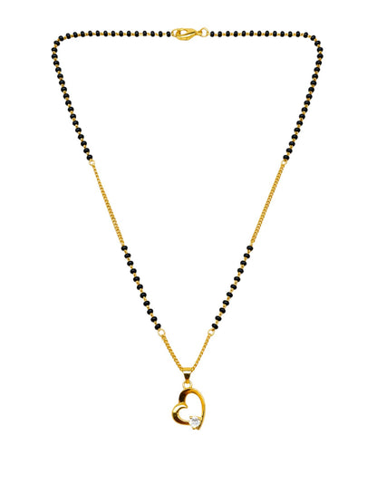 Heart Pendant Black Beads Short Mangalsutra for Women