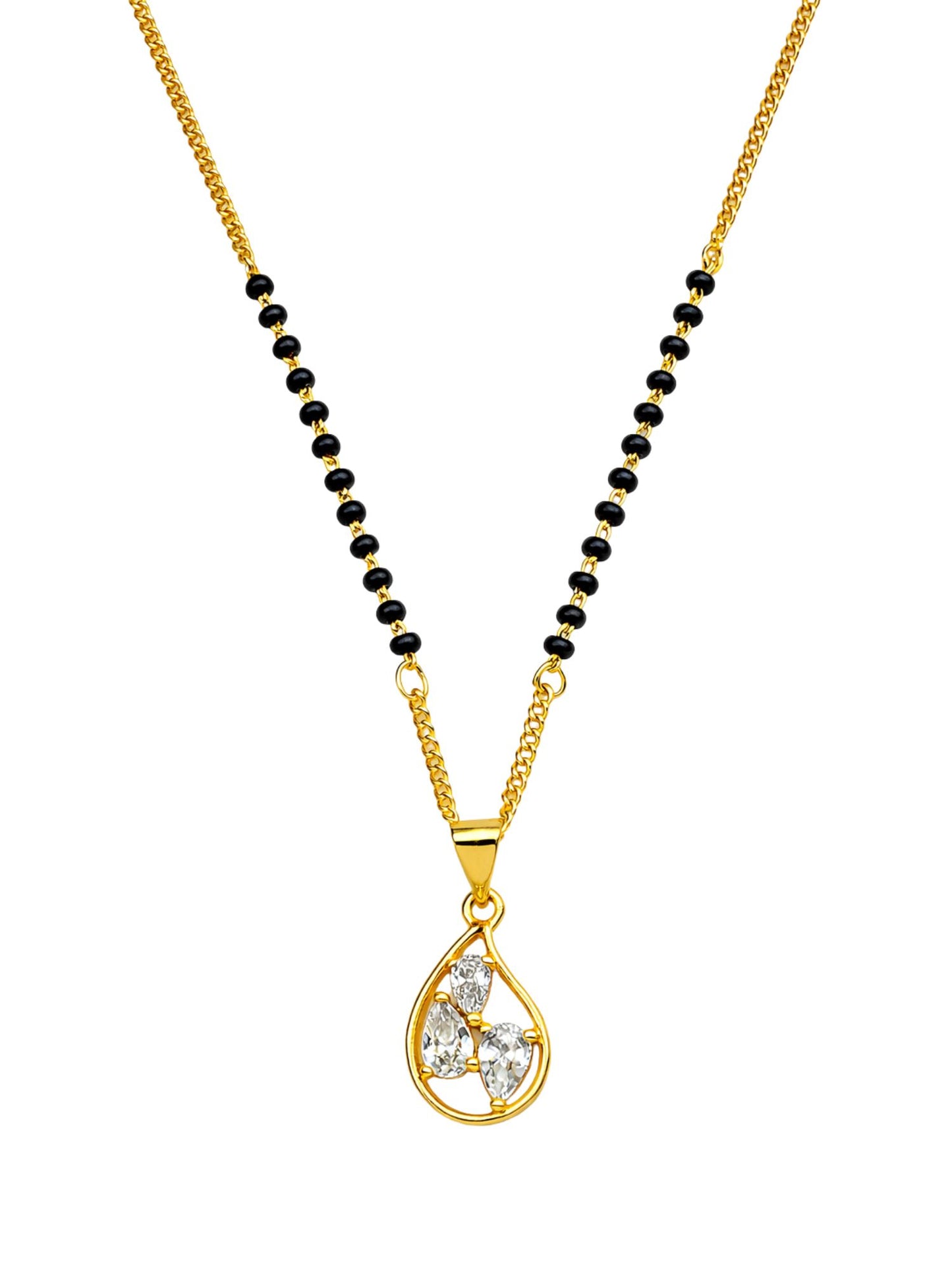 Teardrop Diamond Pendant Short Mangalsutra for Women