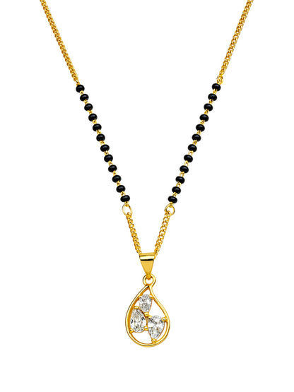 Teardrop Diamond Pendant Short Mangalsutra for Women