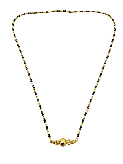 Gold Beaded Long Mangalsutra Design Black Beads Necklace