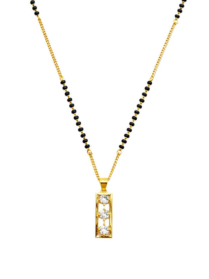 Gold Diamond Pendant Short Mangalsutra Design Black Beads