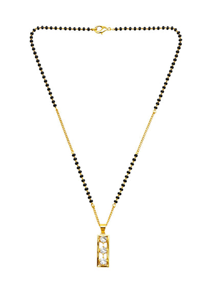 Gold Diamond Pendant Short Mangalsutra Design Black Beads