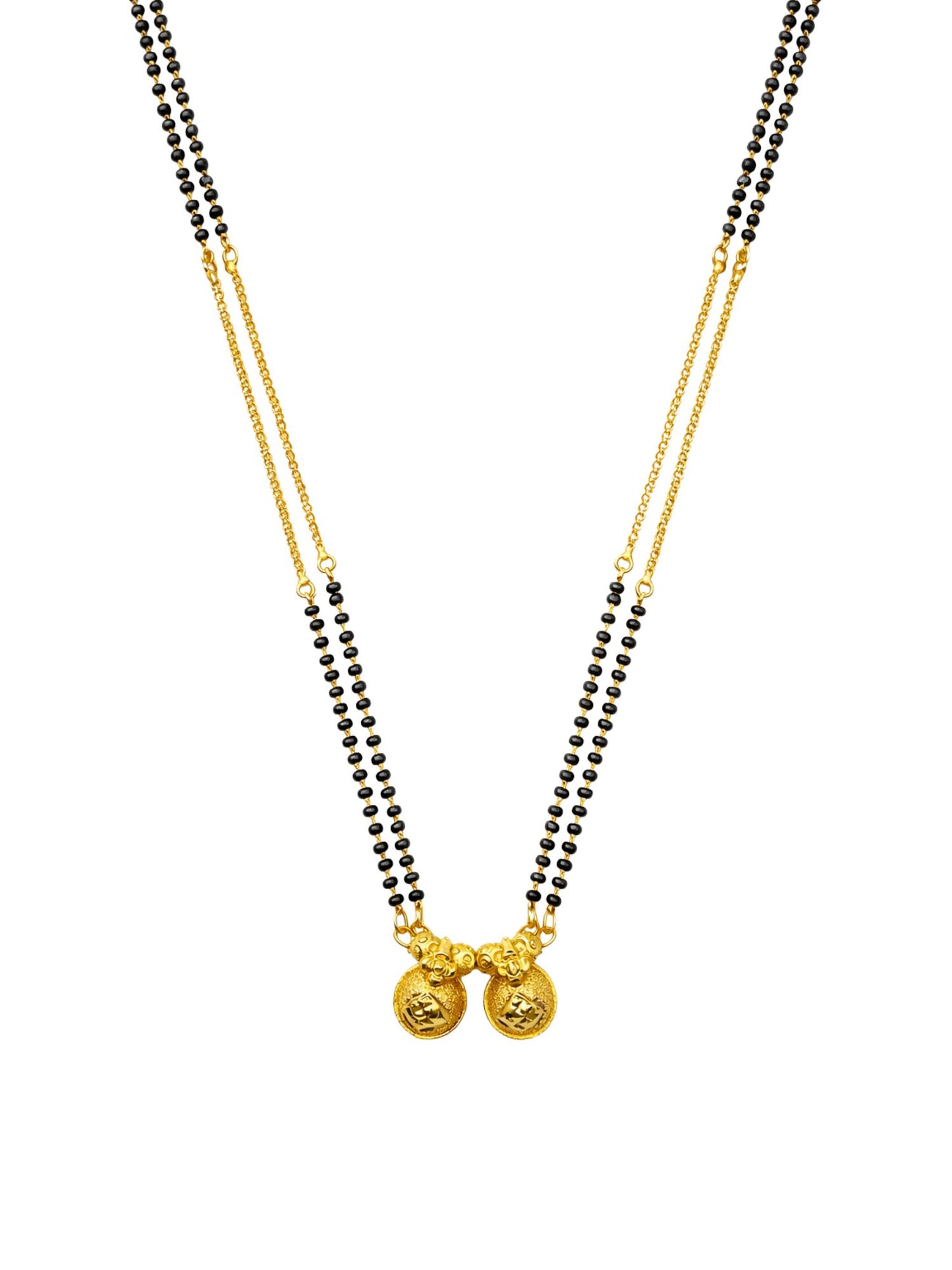 Gold Double Chain Long Mangalsutra Design with Two Vati