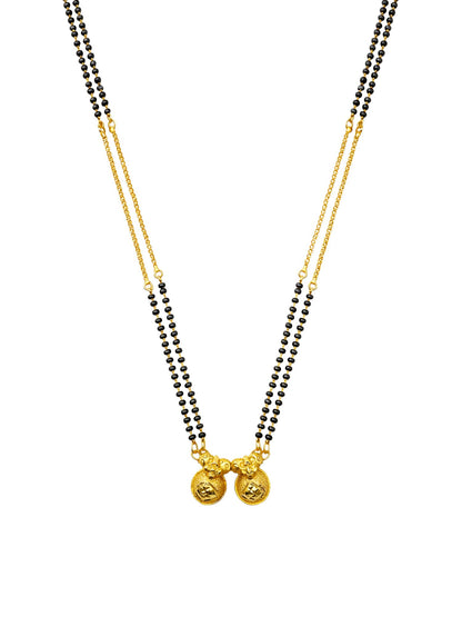 Gold Double Chain Long Mangalsutra Design with Two Vati