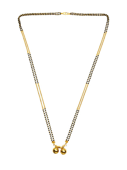 Gold Double Chain Long Mangalsutra Design with Two Vati
