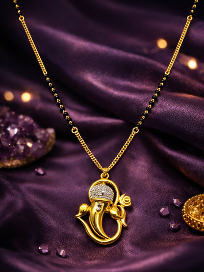 Gold Plated Lord Ganesha Short Mangalsutra Design Necklace