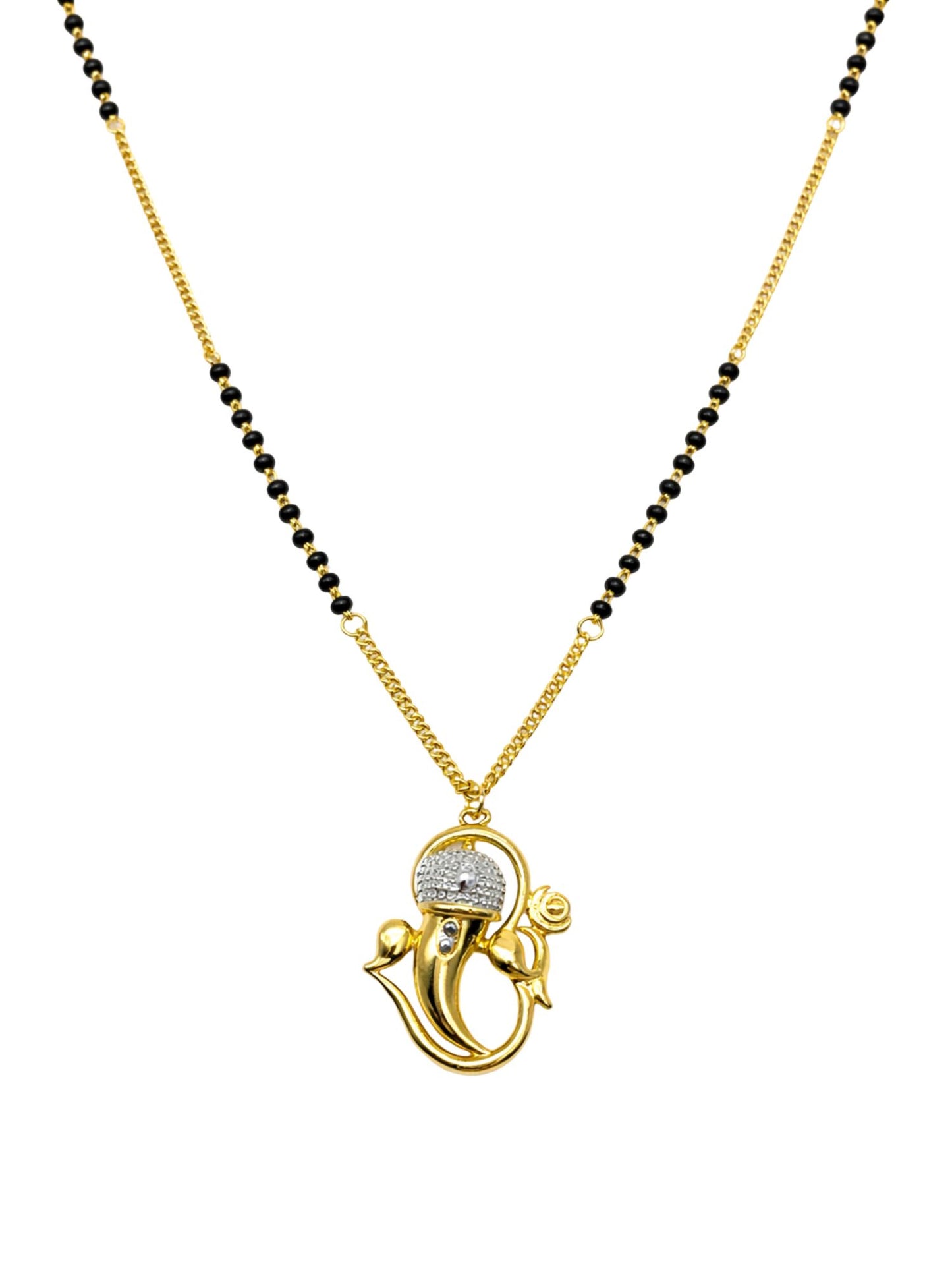 Gold Plated Lord Ganesha Short Mangalsutra Design Necklace
