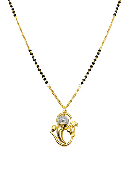 Gold Plated Lord Ganesha Short Mangalsutra Design Necklace