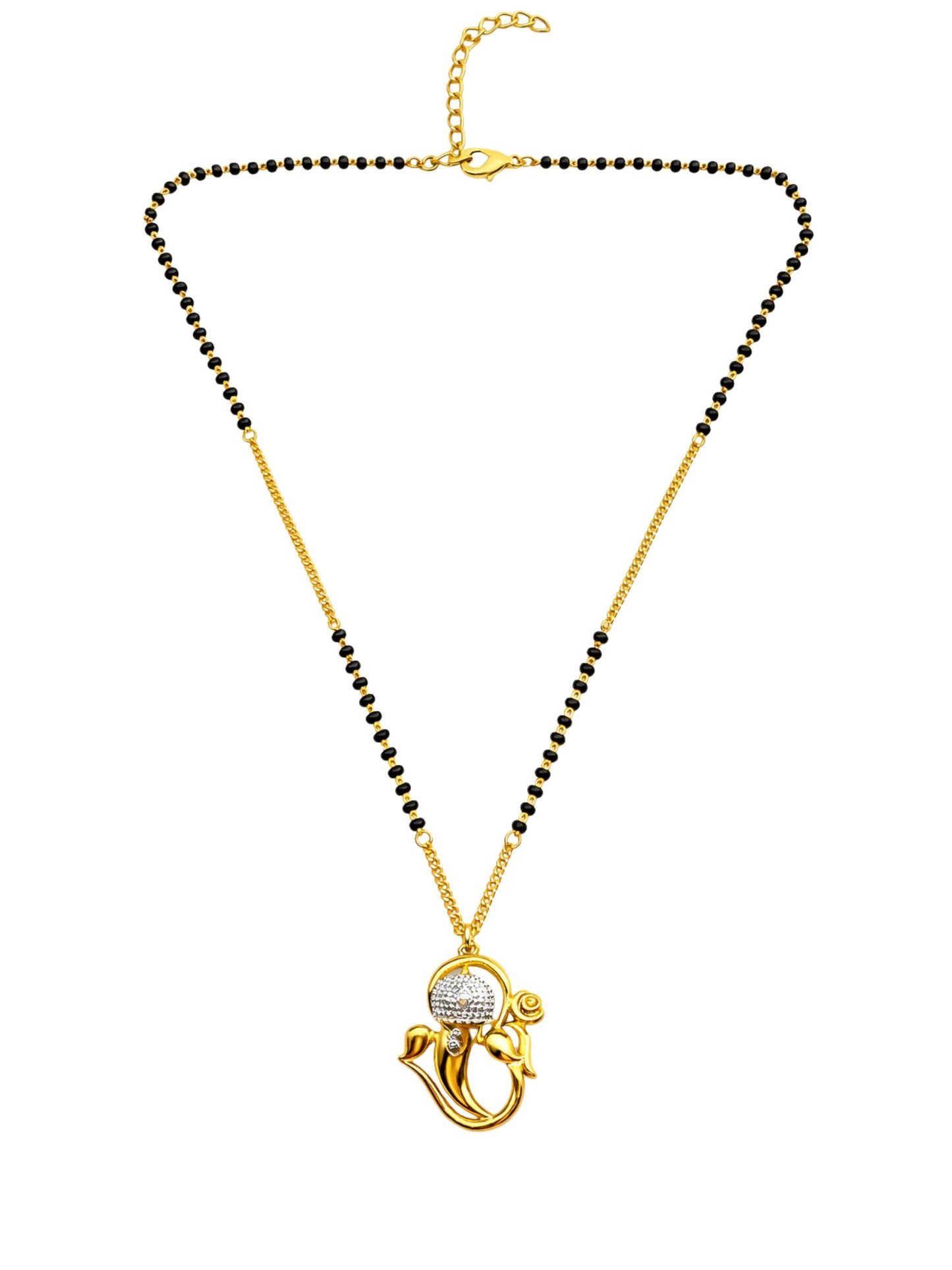Gold Plated Lord Ganesha Short Mangalsutra Design Necklace