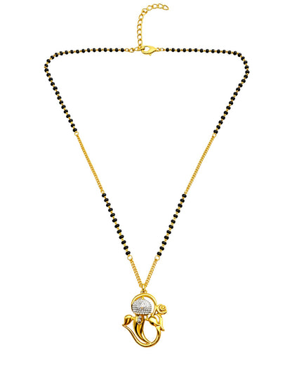 Gold Plated Lord Ganesha Short Mangalsutra Design Necklace