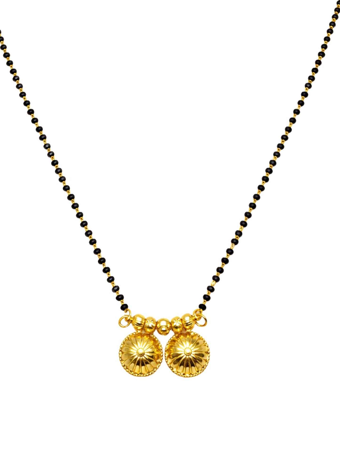 Gold Plated Two Vati Pendant Short Mangalsutra Design