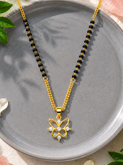 Gold Plated Butterfly Short Mangalsutra Design Necklace
