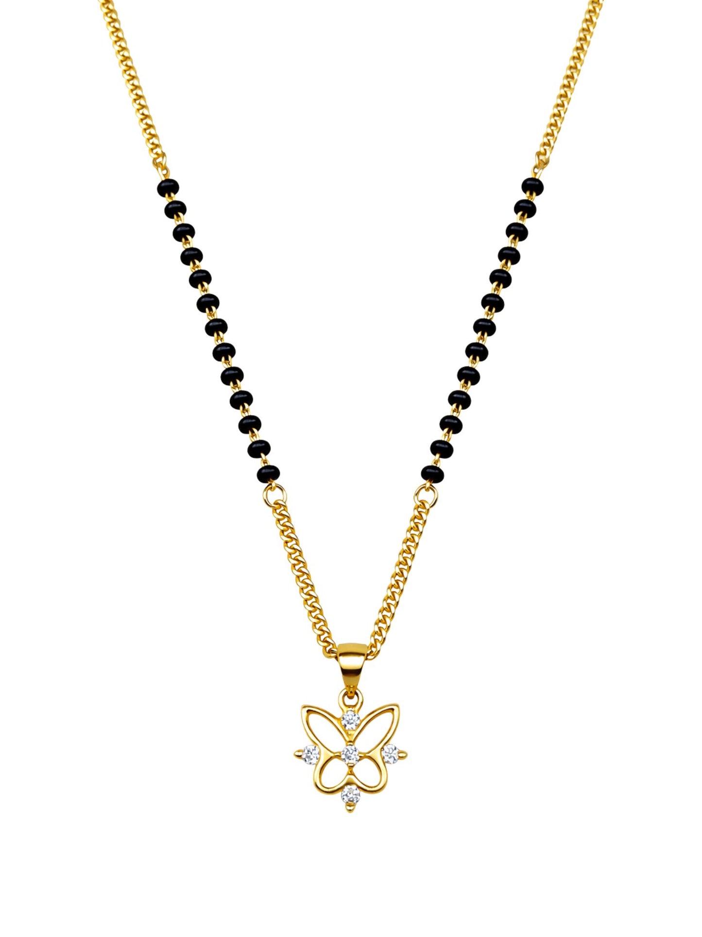 Gold Plated Butterfly Short Mangalsutra Design Necklace