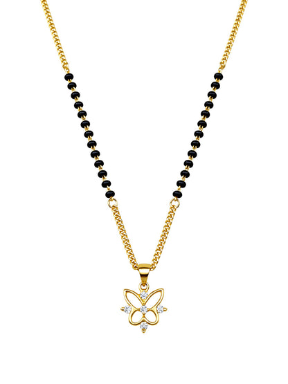 Gold Plated Butterfly Short Mangalsutra Design Necklace