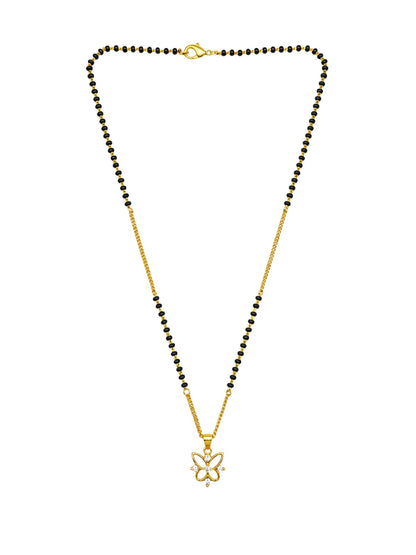 Gold Plated Butterfly Short Mangalsutra Design Necklace