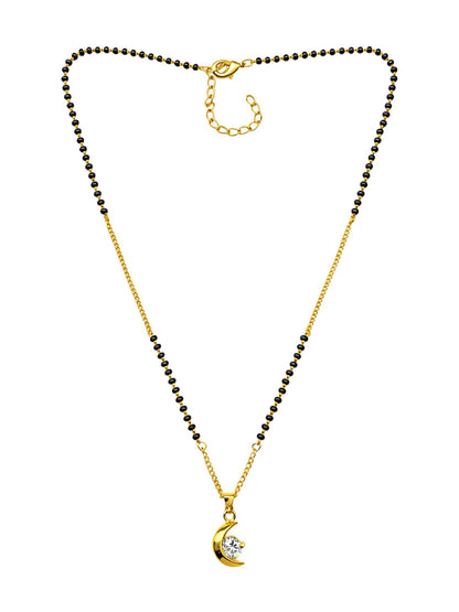 Gold Plated Crescent Moon Short Mangalsutra Design Necklace