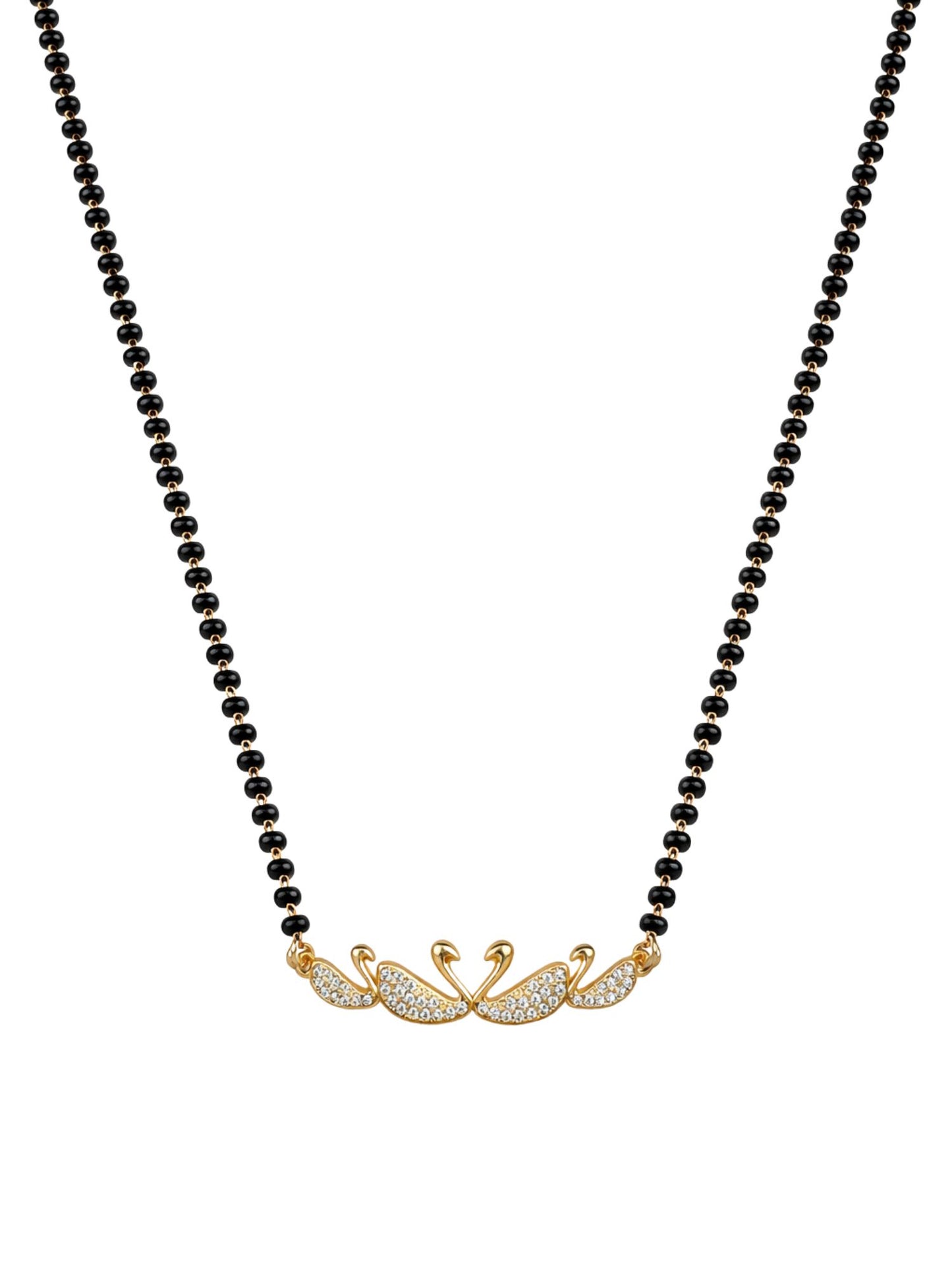 Gold Plated Swan Diamond Studded Short Mangalsutra Design