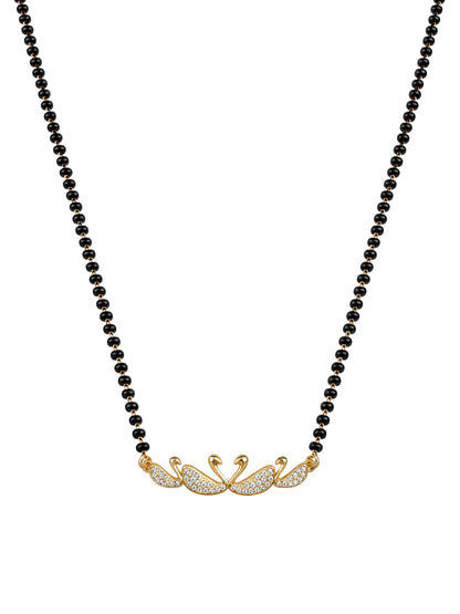 Gold Plated Swan Diamond Studded Short Mangalsutra Design