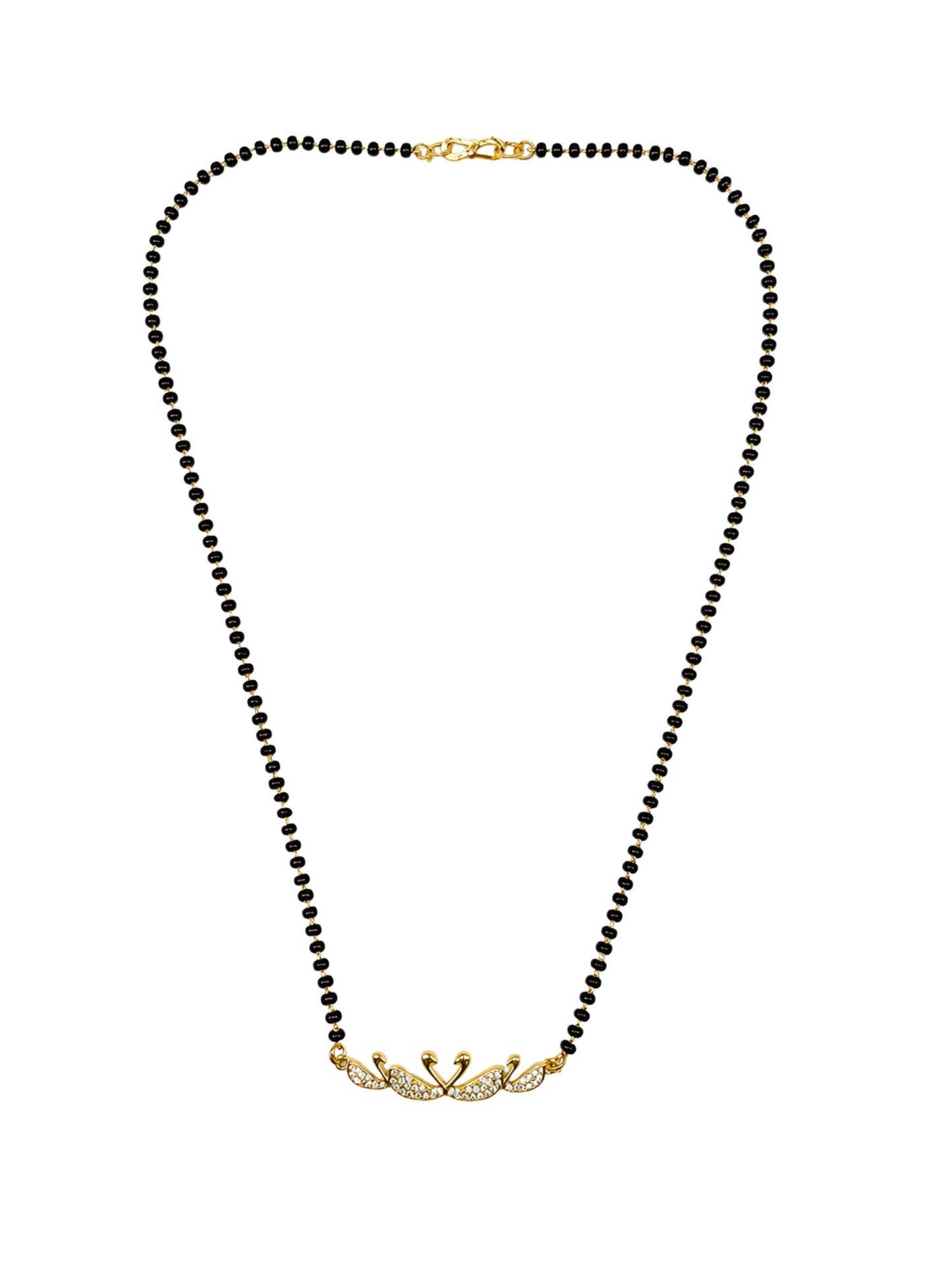Gold Plated Swan Diamond Studded Short Mangalsutra Design